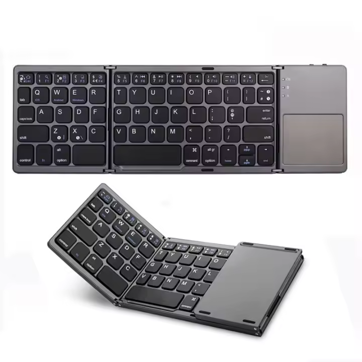 Teclado Inalámbrico Mini Con Touchpad B033 BT Portátil Para Windows Android IOS iPad Teléfono Plegable Magnético Triplo Ergonómico Multifuncional - 1