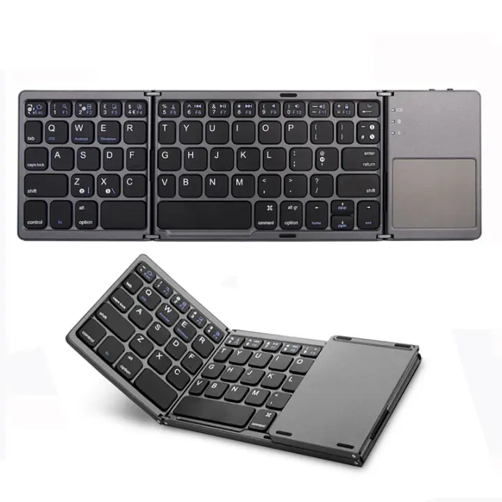 Teclado Inalámbrico Mini Con Touchpad B033 BT Portátil Para Windows Android IOS iPad Teléfono Plegable Magnético Triplo Ergonómico Multifuncional - 1
