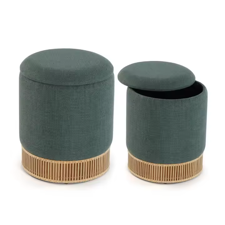 Puff Desmontable Versa Verde Bambú Madera MDF - 1