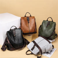 Mochila De Cuero Vintage Para Mujer 3 En 1 Antirrobo Capaz Para Niñas Adolescentes Bolsa Escolar De Viaje Mochila Feminina - details 0