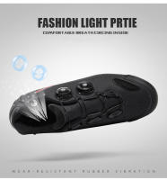 Zapatos De Ciclismo Para Hombre T22 Blanco Cuero Impermeable Profesional Autolockando Zapatillas De Bicicleta Planas Para Mujer MTB Ciclismo En Carretera - details 2