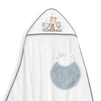 Interbaby capa de baño + babero rizo JIRAFA ELEFANTE de 1 metro x1 metro - details 1