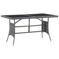 vidaXL Mesa de jardín ratán sintético gris en dimensiones 140 x 80 x 74 cm/80 x 80 x 74 cm | estructura resistente ideal para salón dormitorio o estudio - details 0