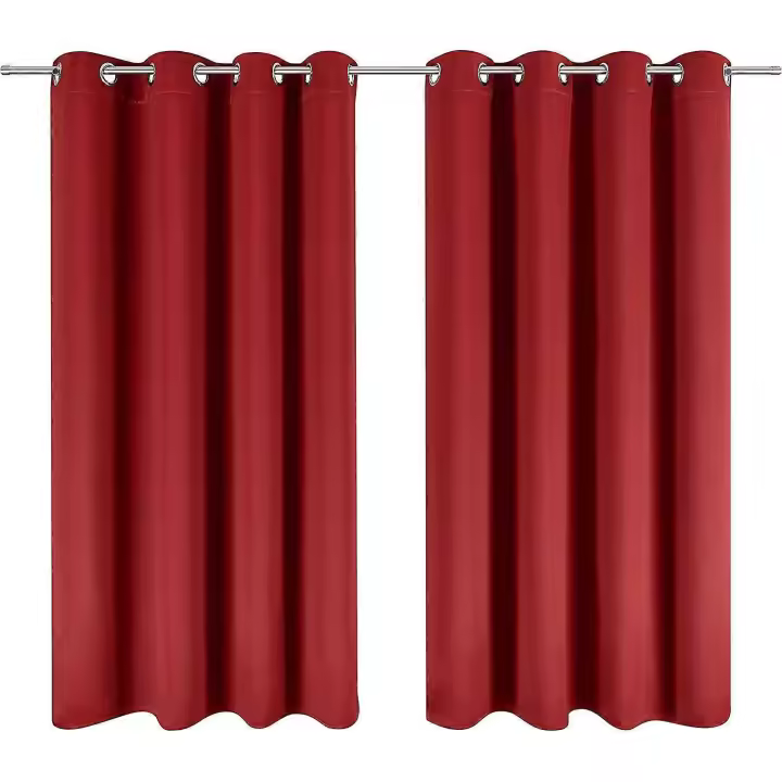 Juego de 2 Cortinas opacas 140x145 cm - Cortina opaca Roja-Cortina opaca con ojales - Cortinas opacas - 1
