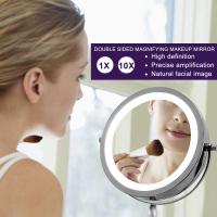 Espejo Maquillaje con Luz Luces Espejo Cosmético LED HD Doble Cara Aumento 1x/10x, 360° Rotación Redondo Cosmética Espejo Luminoso - details 0
