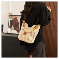 Bolso de paja, bolso tejido, bolso tote de mujer vintage imitación de caña, bolso de hombro y bandolera de diseño minoritario y moderno para mujer - details 14