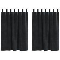 Cortinas Blackout vidaXL con bucles de colgar 2 piezas de terciopelo negro - details 1