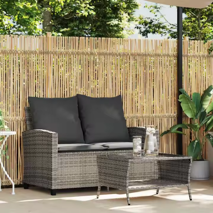 VidaXL Conjunto de jardín Aracar sofá doble + mesa - 1
