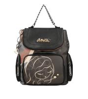 Mochila con solapa Heartbeat - Anekke Dreamverse - Compartimento principal con cierre de cremallera - Bolsillo frontal, dos laterales y uno trasero con cremallera - Asas anchas y regulables - Asa de mano metálica - Ref. 39785-268 - Mide 25 x 28 x 14 cm - details 0
