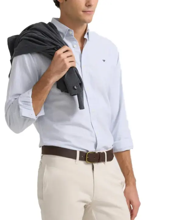 Camisa Silbon oxford multirayas azules Slim fit de hombre - 1