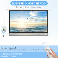 HOMCOM Pantalla de Proyector Eléctrica 84 Pulgadas Pantalla de Proyección Portátil Formato 16:9 con Mando a Distancia para Interior y Exterior Cine en Casa Patio 186x105 cm Blanco - details 0