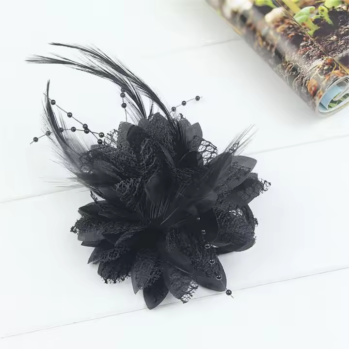 Pinza De Pelo Con Plumas Y Perlas Accesorio De Boda Para Mujer Adorno Para Cabello De Fiesta Y Danza Latina - 1