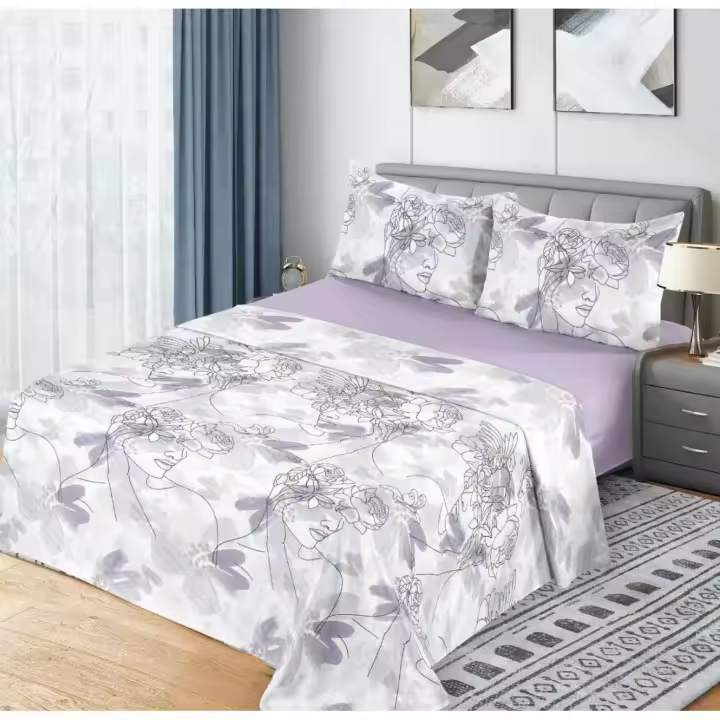 Colección de verano: Juego de Sábanas de Microfibra de 3 y 4Piezas ligero, suave, fresco Primavera, Verano. Dormitorio Elegante - 1