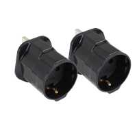 Ociodual 2x Adaptadores de Enchufe EU a UK, 2 Pines a 3 Pines, Tipo C, E y F a Tipo G, Negro - details 1