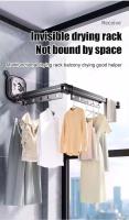 Rack De Secado De Ropa Plegable Y Retráctil Para Interior Ahorrador De Espacio Para Lavandería En Casa Soporte De Ropa Montado En La Pared Material De Acero Inoxidable - details 9