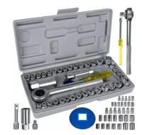Trizand Juego de llaves de carraca 40 piezas, acero cromo-vanadio, con estuche. Incluye vasos métricos y en pulgadas, adaptador, extensión y destornillador. Alta resistencia a la corrosión y deformación. Para coche motos vehiculos para trabajos exigentes. - details 3