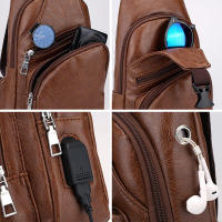 Bolsa De Pecho Multifuncional Para Hombre 1 Pieza Con Agujero Para Auriculares Y USB Cierre De Cremallera Material PU Suave - details 9