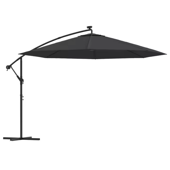 Sombrilla de Jardín voladiza con Luces LED Negro 350 cm - 1