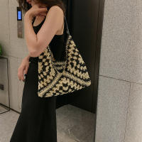 Bolso de hombro tejido de paja para mujerbolso de mano de tamaño mediano con asa para vacaciones en la playaPopular - details 3