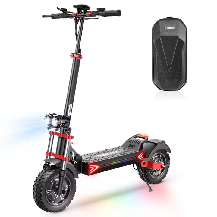 iScooter iX8 Scooter Eléctrico, Motor 2*1200W, Batería 48V 20AH, Neumático de 12 pulgadas, Velocidad Máxima de 60 km/h, Alcance de 70 km, Frenos de Disco Hidráulicos Duales, Suspensión Delantera y Trasera - 1