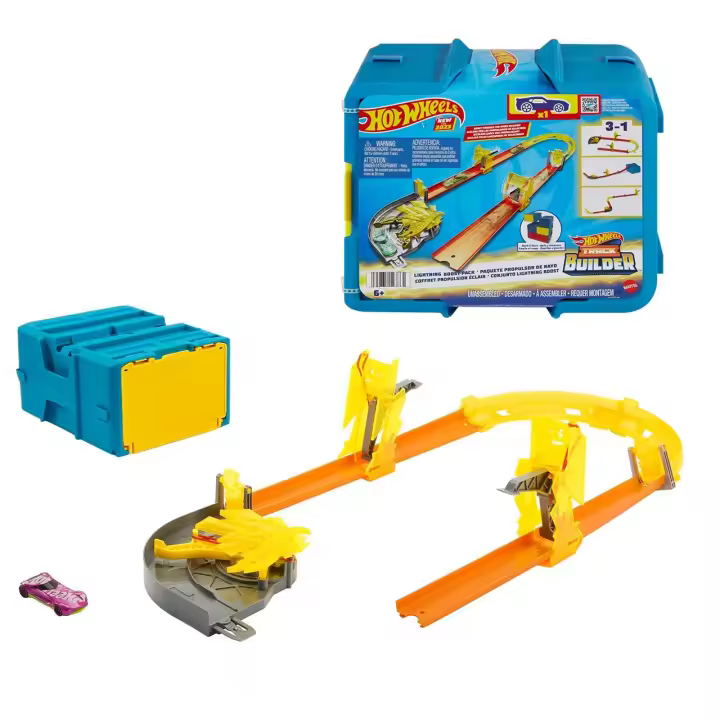 Hot Wheels Track Builder Pack Velocidad del rayo Pista para coches de juguete. incluye 1 vehículo. +6 años (Mattel HMC03) - 1