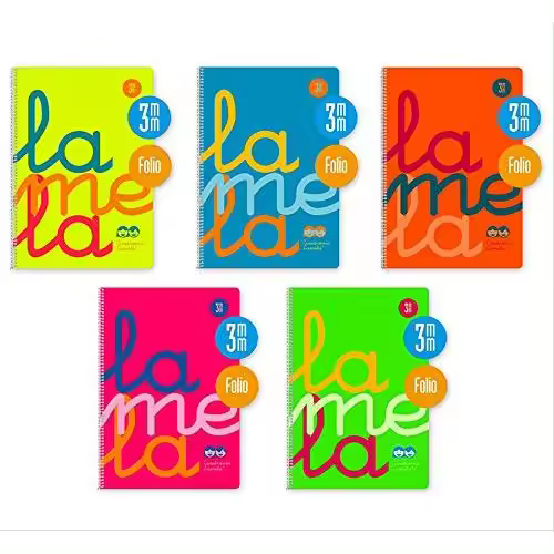 Bloc Lamela FÂº fluor PP 80 hojas CuadrÃ­cula 3mm 90g (Pack de 5 Libretas) - 1