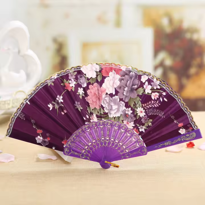 Abanico De Lujo En Estilo Español Vintage Con Diseño De Estampado Y Encaje Plegable Para Danza Y Decoración De Bodas Y Fiestas - 1