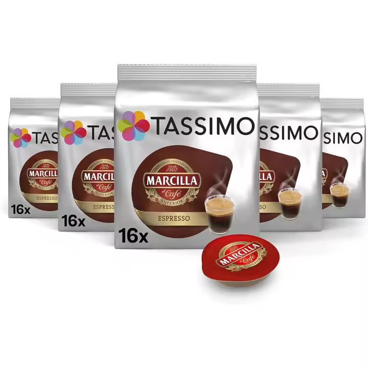 Capsulas TASSIMO MARCILLA Expresso - 5 paquetes de 16 capsulas - 1