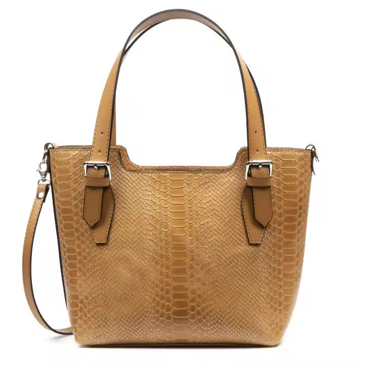 Firenze Artegiani. Arezzo Bolso tote Mujer.Piel auténtica Gamuza Grabado Serpiente. Made in Italy. Vera Pelle Italiana. - 1
