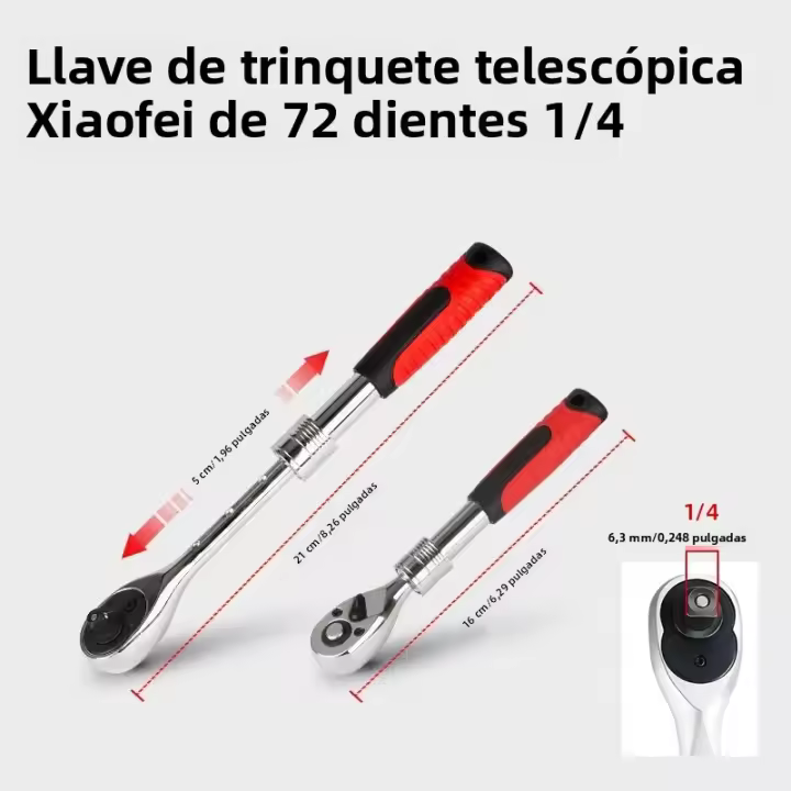 Llave De Eje Ratcheteable Retráctil Y Extensible De 72 Dientes Con Solapa Reversible Y De Lanzamiento Rápido Para 1/4'' 3/8'' 1/2'' Drive - 1