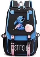 Mochila Escolar Stitch Negra con Detalles Rosas 45x30x19 cm – Mochila Grande para Niñas, Niños, Mujeres y Hombres, Resistente y Cómoda, Puerto USB y Salida de Auriculares, Ideal para Viaje y Universidad - details 5