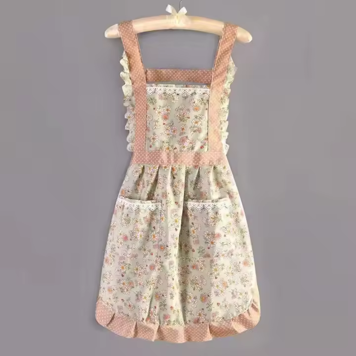 Delantal De Lona Antigote Para Mujer Ajustable Con Hombros Para Cocinar En Casa Trabajo Floral Transpirable - 1