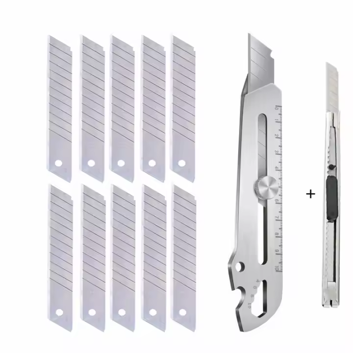 Cuchillo De Utilidad Multifuncional De Acero Inoxidable Retráctil Para Caja Herramienta Para Papel Tapiz Y Arte Resistente Y Duradero - 1
