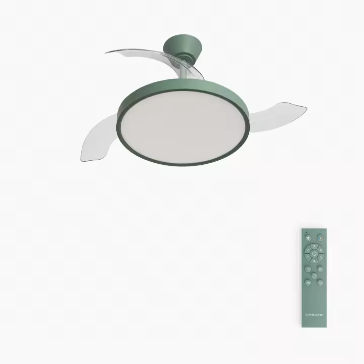 CREATE - Ventilador de techo 40W silencioso aspas retráctiles con luz LED, con Luz, tamaño Ø91cm o Ø108 cm - WIND CLEAR STUDIO - 1