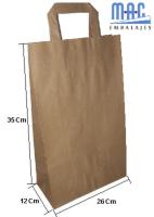 MAC EMBALAJES Bolsa de papel kraft liso 26+12X35 (Pack 100 Unds.) 100% reciclables tipo de asa, asa plana - details 0