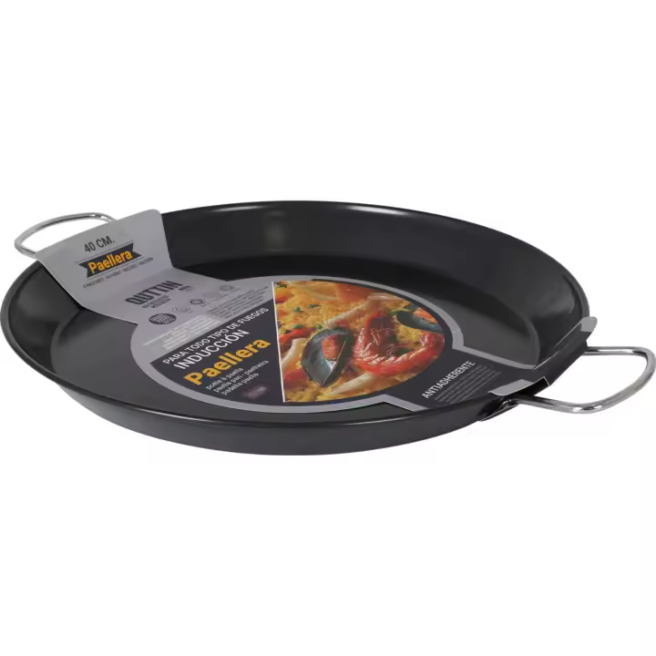 QUTTIN - PAELLERA ANTIADHERENTE INDUCCIÓN 40CM - Paellera Antiadherente Versátil y Duradera - Paellera Antiadherente Apta para Inducción - Paellera Antiadherente Tamaño Ideal para Paellas - Paellera Antiadherente Cocina con Facilidad y Precisión - 1