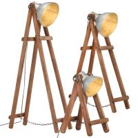 vidaXL Madera Maciza de Mango Lámpara de Pie 3 Piezas E27 Iluminación Color Blanco,  Plateado, y mas - details 1