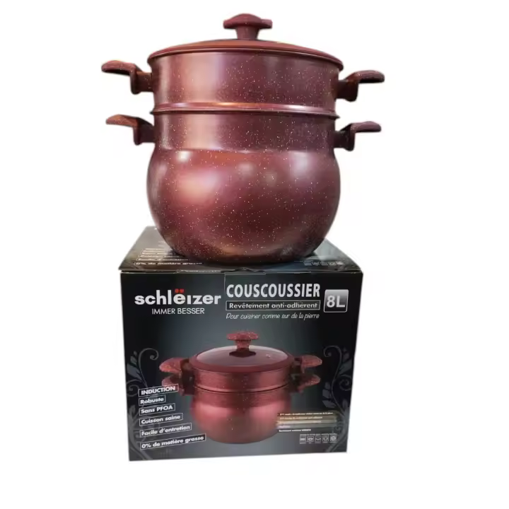Cuscusera  de Aluminio en Forma de Perla – 2 Niveles, Compatible con Inducción - 1