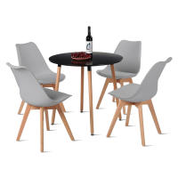 ORION91 Conjunto Mesa 80 cm + 4 Sillas SIRIO Acolchadas Color Gris - Estilo Nórdico Ideal para Comedor, Oficina, Salón, Terraza Juego - SpazioLuzio - details 0