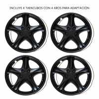 Banner - Tapacubos universales 14 pulgadas diseño Luxe ABS Resistente (4 uds) negro