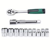 Juego De 12 Piezas De Juego De Herramientas De Diapositiva 3/8", CR-V Métricas E Imperiales Con Llave De Manivela De Liberación Rápida Para Reparación De Automóviles - details 3
