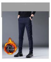 Pantalones Casuales Para Hombre Invierno Terciopelo Grueso Cálido Ajustados Estilo Recto Elásticos Pantalones Largos Para Jóvenes - details 11