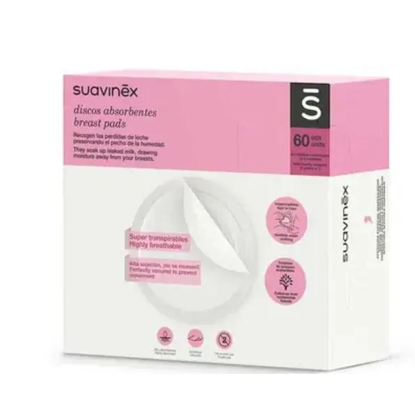 Discos Absorbentes para Pérdida de Leche Suavinex - Pack de 60 Unidades: Absorción eficaz y comodidad asegurada - 1