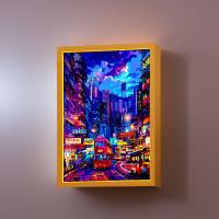 Marco De Fotos De Pintura Lumínica Hermosa Ciudad De Hong Kong Lámpara De Noche Para Decoración De Hogar Y Mesa Del Cama Regalo Para Amigos - details 3