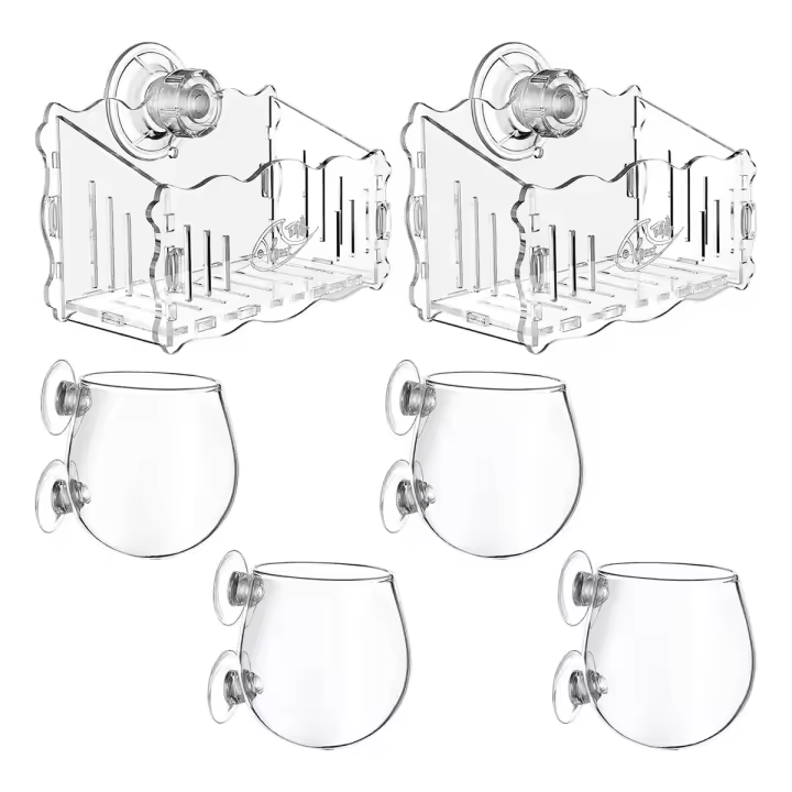Tazas de Plantas Acuáticas de Vidrio Cristal 6 Pcs Potes Acuáticos de Acrílico con Succión Aumentada Tazas de Agua Transparentes para Juegos Recomendado hasta  2 años - 1