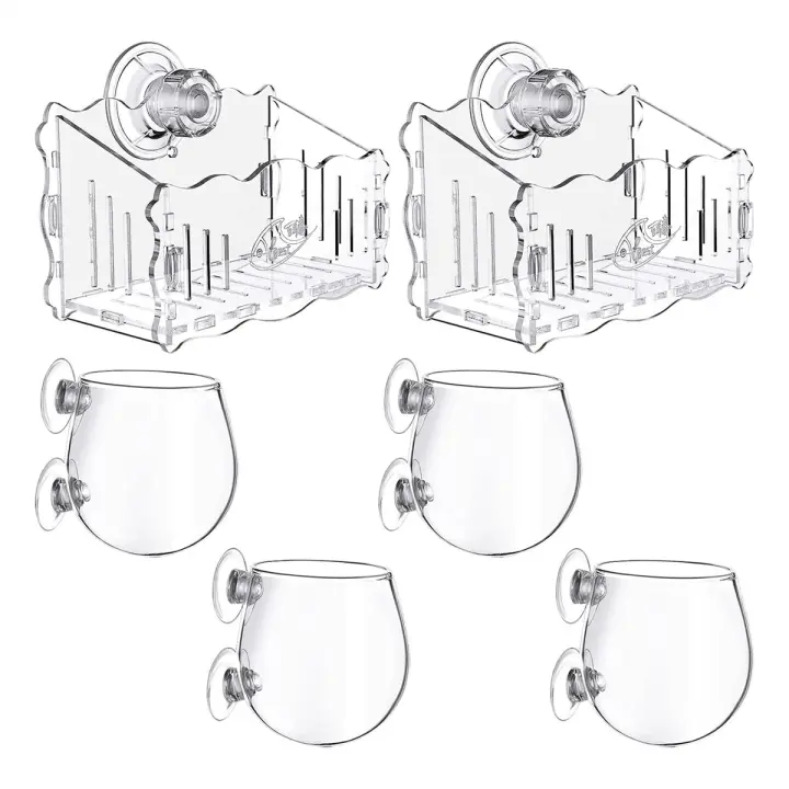 Tazas de Plantas Acuáticas de Vidrio Cristal 6 Pcs Potes Acuáticos de Acrílico con Succión Aumentada Tazas de Agua Transparentes para Juegos Recomendado hasta  2 años - 1