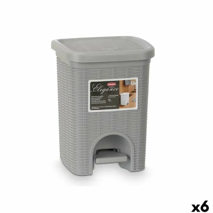 Papelera Stefanplast 30132 Gris claro Plástico 6 L (6 Unidades) - 1
