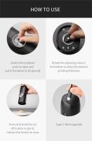Set De Molinillos De Pimienta Y Sal Electrónicos Automáticos Recargables Con USB LED Ajustable Mini Molinillo De Especias - details 11
