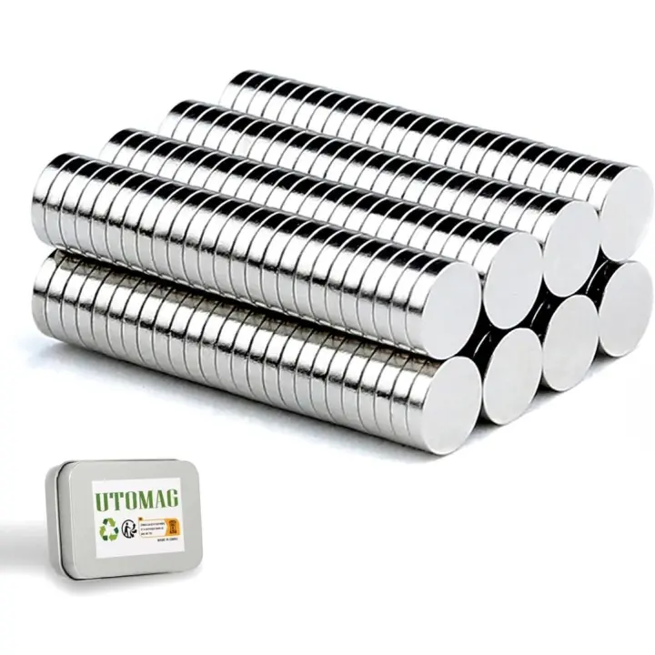 UTOMAG Imanes de Neodimio, 8 x 1 mm Imanes de Disco de Nevera Extrem Imán Fuerte para Artesanías, Manualidades, Hobbies, Puerta, Pizarra, Mapa, Protector, Nevera (100 Piezas) - 1