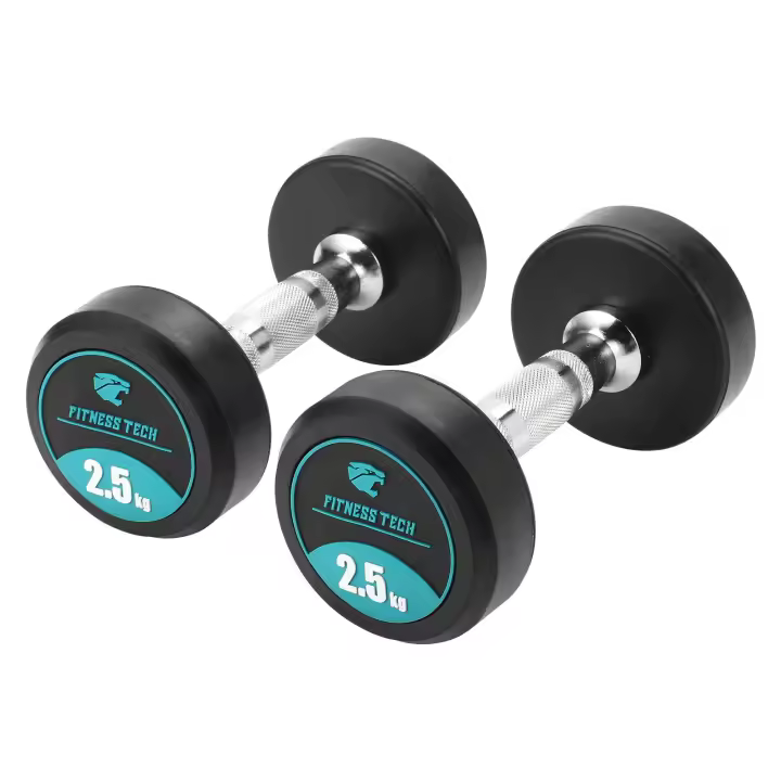 Fitness Tech Mancuernas redondas Uretano set 2 unidades Peso libre - 1